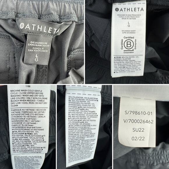 Athleta Black Savannah Midi Length Skirt UPF Paperbag Waist 798610 Size Large - Picture 9 of 12